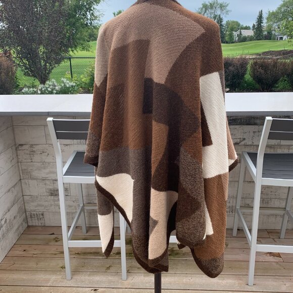 Hand Knit Lagenlook Boho Heavyweight Wool Knit Wrap Cardigan Sweater - Picture 6 of 15